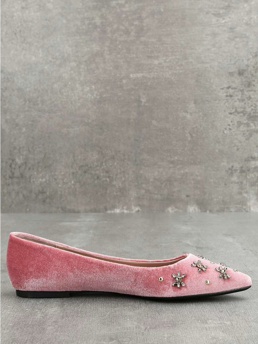 Circus by Sam Edelman Pink Velvet Jeweled Pointed-Toe Flats - Picture 4 of 13